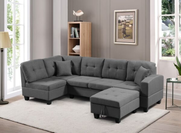 Left Fabric Sofa With Ottoman - Image 2