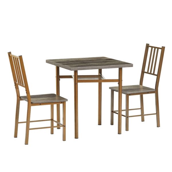 Dining Set For 2, Square Wooden Dining Table With 4 Legs And 2 Metal Chair For Home Office, Kitchen, Dining Room - Image 5