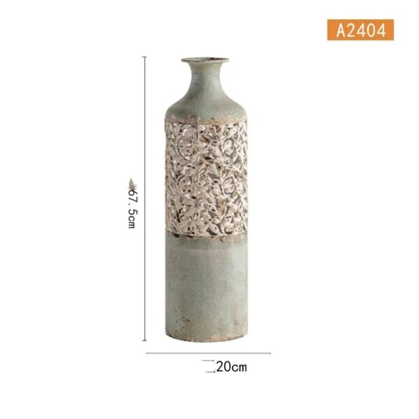 Retro Iron Art Floor Vase Decoration Flower Arrangement Large Pastoral Table Decorative Ornaments - Image 5