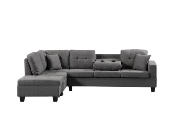 Left Fabric Sofa With Ottoman - Image 4