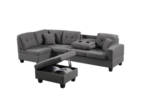 Left Fabric Sofa With Ottoman - Image 7