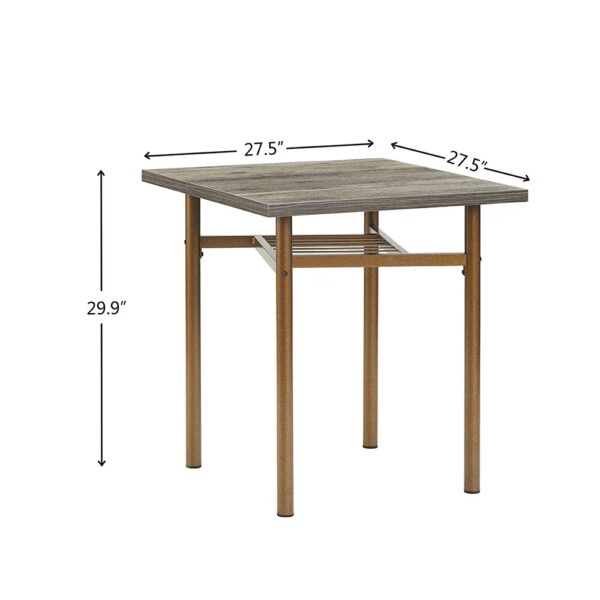 Dining Set For 2, Square Wooden Dining Table With 4 Legs And 2 Metal Chair For Home Office, Kitchen, Dining Room - Image 7