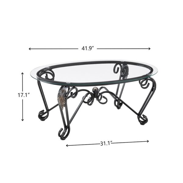 Tempered Glass Coffee Table Set Of 3,with 1 Oval Coffee Table 2 Round End Side Table,for Living Room - Image 2