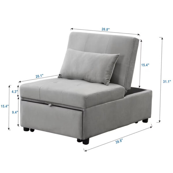 Folding Ottoman Sofa Bed Gray - Image 6