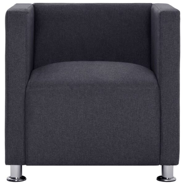 Modern Cube Armchair Dark Gray Fabric for Home Living Room Furniture Supplies