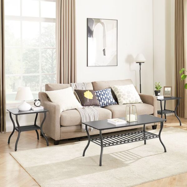 Contemporary 3 Piece Coffee Table Set Rectangular Coffee Table - Image 3