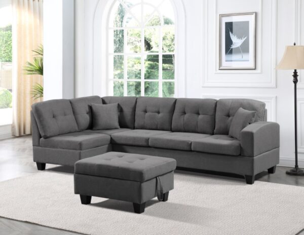 Left Fabric Sofa With Ottoman - Image 6