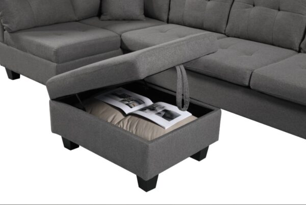 Left Fabric Sofa With Ottoman - Image 5