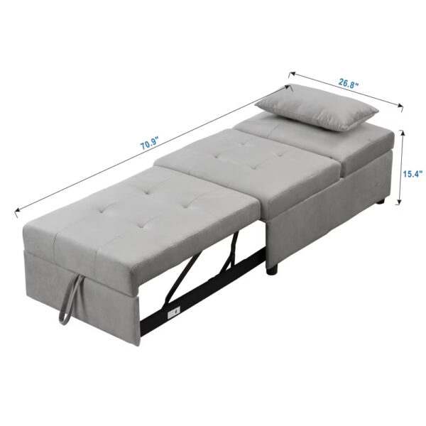 Folding Ottoman Sofa Bed Gray - Image 3