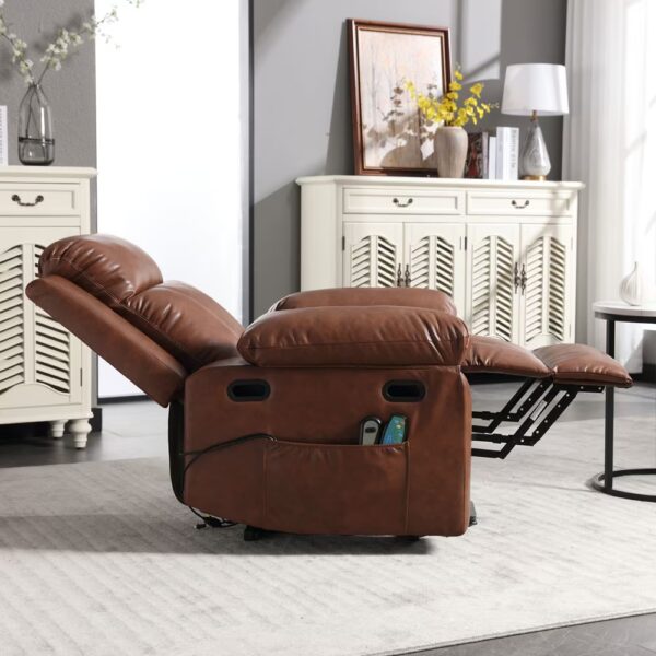 Large Size Electric Lift Recliner Sofa For Seniors, 8 Point Vibration Massage And Wood Heating, Remote Control - Image 9