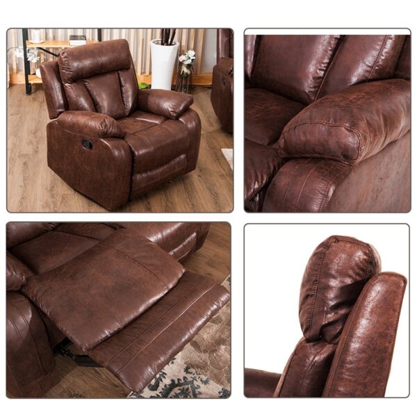 3 Piece Recliner Living Room Sofa Reclining Couch Chair Leather Accent Chair Set - Image 9