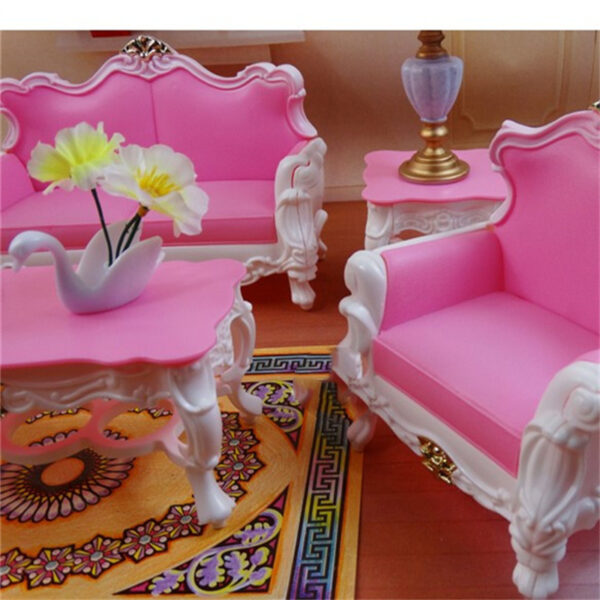 Furniture Living Room Sofa Coffee Table Play House Toy Set - Image 3