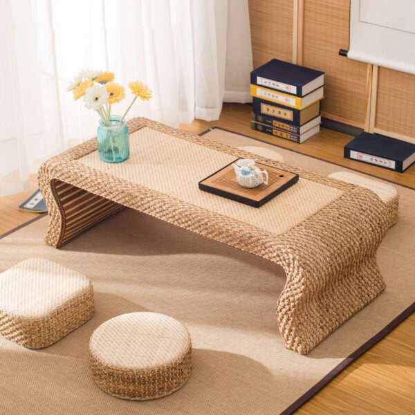 Simple Rattan Tatami Coffee Table Floor Table Japanese Style - Image 3