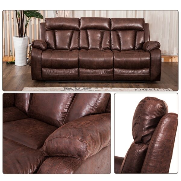 3 Piece Recliner Living Room Sofa Reclining Couch Chair Leather Accent Chair Set - Image 8